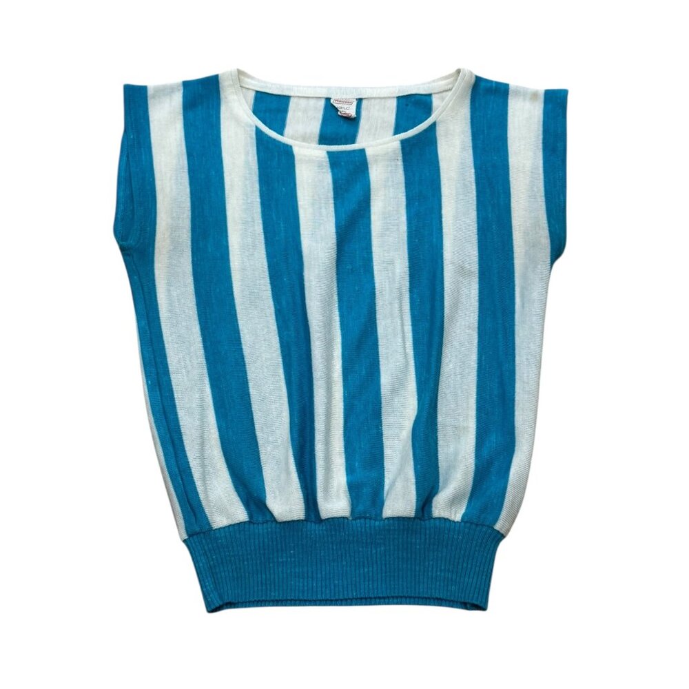 Vintage 1990s Princess Blue White Striped Knit Top